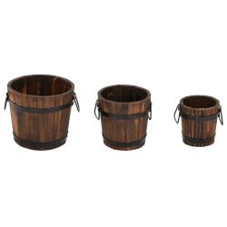 Lot de 3 jardini&egrave;res godet en bois massif sapin forme originale d&eacute;coratives avec trous de drainage