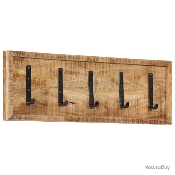 Porte-manteau mural avec 5 crochets pratique pour couloir 80 x 25 x 5,5 cm style naturel en manguie