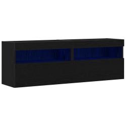 Meuble TV mural design moderne rangement pratique 60 x 30 x 40 cm en bois d'ing&eacute;nierie noir 02_0051