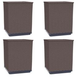 Lot de 4 jardini&egrave;res d&eacute;coratives jardin balcon 30 x 30 x 37 cm en polypropyl&egrave;ne marron 02_0047408