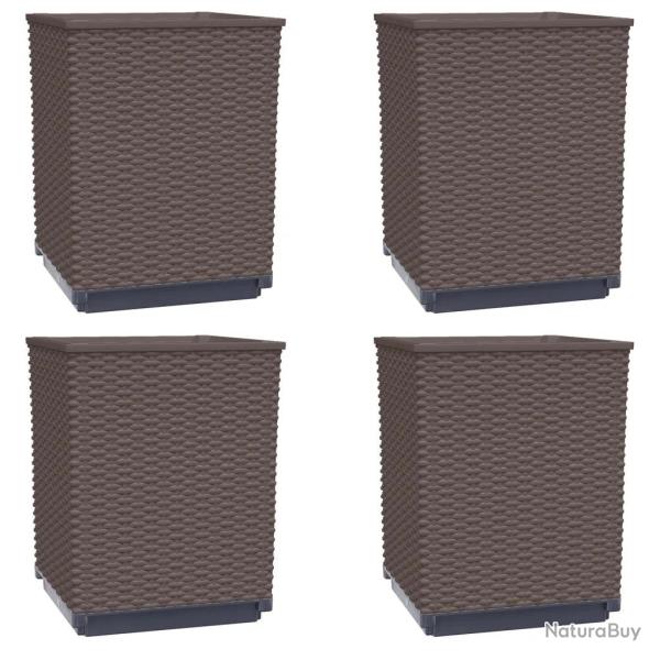 Lot de 4 jardini�res d�coratives jardin balcon 30 x 30 x 37 cm en polypropyl�ne marron 02_0047408