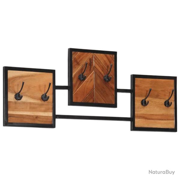 Porte-manteau mural 90 x 1 x 35 cm avec 6 crochets design contemporain salle d'entr�e en bois acaci