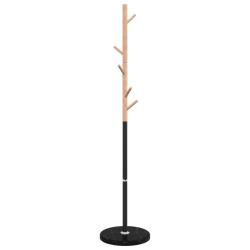 Porte-manteau sur pied noir 172 x 37 cm 6 pat&egrave;res design moderne couloir en fer enduit de poudre no
