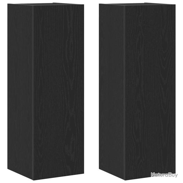 Meuble TV mural contemporain gain de place avec �tag�res 30,5 x 30 x 90 cm en bois d'ing�nierie noi