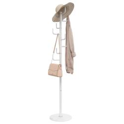 Porte-manteau sur pied pratique 183 x 37 x 37 cm 8 pat&egrave;res design contemporain en fer enduit de pou