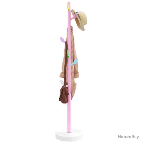 Porte-manteau sur pied pratique avec 8 pat�res rangement 172 x 35 cm en fer enduit de poudre rose 0