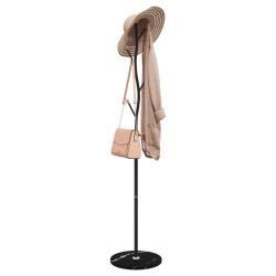 Porte-manteau noir pratique avec 8 pat&egrave;res rangement 177 x 37 cm en fer enduit de poudre noir 02_00