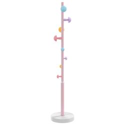 Porte-manteau sur pied pratique 172 x 35 x 35 cm 8 pat&egrave;res et base stable style moderne en fer rose