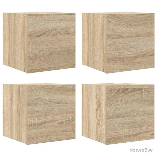 Lot de 4 meubles TV muraux pratiques tendance 30,5 x 30 x 30 cm en bois d'ing�nierie ch�ne sonoma 0