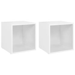 Lot de 2 meubles TV tendance pratique 37 x 35 x 37 cm en bois d'ing&eacute;nierie blanc 02_0047856