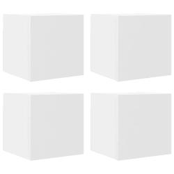 Lot de 4 meubles TV muraux design tendance pratique 30,5 x 30 x 30 cm en bois d'ing&eacute;nierie blanc 02