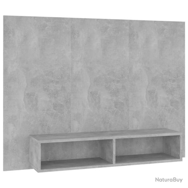 Meuble TV mural moderne 120 x 23,5 x 90 cm espace de rangement �l�gant en bois d'ing�nierie gris b�