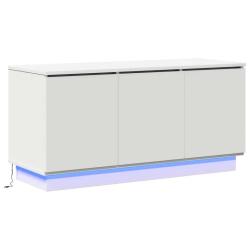 Meuble TV moderne avec &eacute;clairage LED 100 x 38 x 49 cm design &eacute;pur&eacute; contemporain en bois d'ing&eacute;nieri