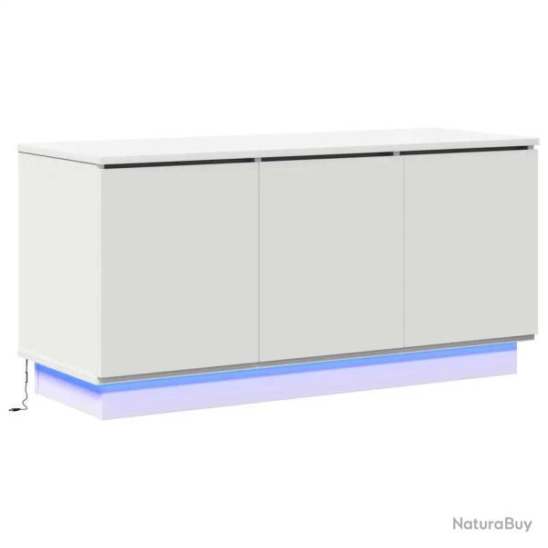 Meuble TV moderne avec �clairage LED 100 x 38 x 49 cm design �pur� contemporain en bois d'ing�nieri