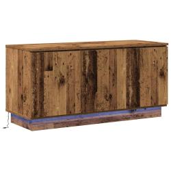 Meuble TV rectangulaire moderne avec &eacute;clairages LED rangement 100 x 38 x 49 cm en bois ancien 02_00