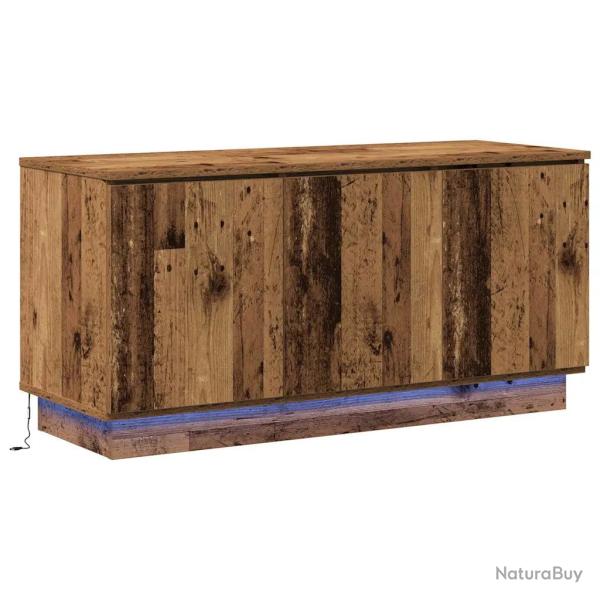 Meuble TV rectangulaire moderne avec �clairages LED rangement 100 x 38 x 49 cm en bois ancien 02_00