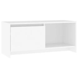 Meuble TV moderne avec rangement 90 x 35 x 40 cm en bois d'ing&eacute;nierie blanc 02_0047982