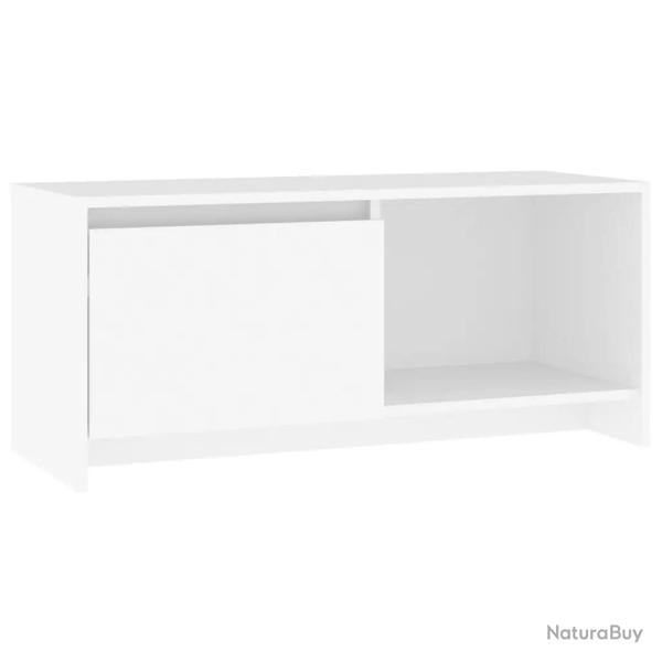 Meuble TV moderne avec rangement 90 x 35 x 40 cm en bois d'ing�nierie blanc 02_0047982