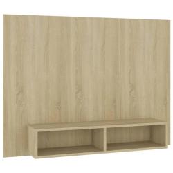 Meuble TV mural &eacute;l&eacute;gant contemporain espace salon 120 x 23,5 x 90 cm en bois d'ing&eacute;nierie ch&ecirc;ne son