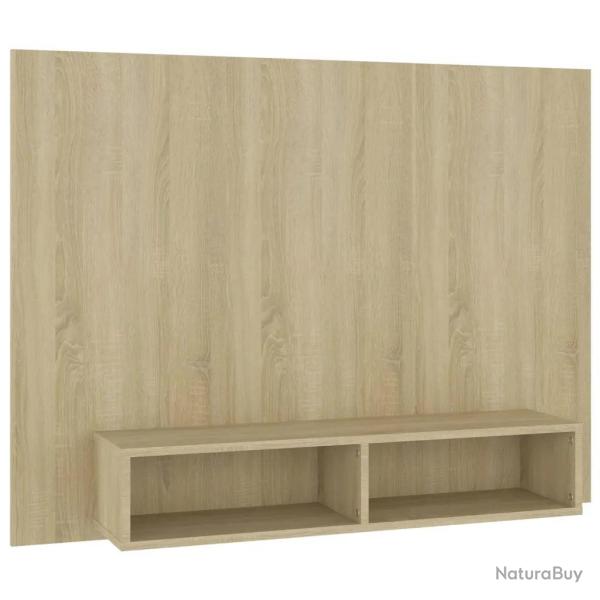 Meuble TV mural �l�gant contemporain espace salon 120 x 23,5 x 90 cm en bois d'ing�nierie ch�ne son