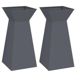 Lot de 2 jardini&egrave;res &agrave; pilier modernes ext&eacute;rieures 35 x 35 x 73 cm id&eacute;al pour fleurs en mat&eacute;riau du