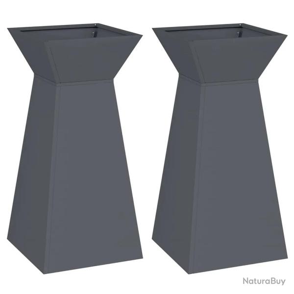 Lot de 2 jardini�res � pilier modernes ext�rieures 35 x 35 x 73 cm id�al pour fleurs en mat�riau du
