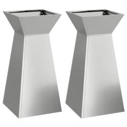 Lot de 2 jardini&egrave;res pilier ext&eacute;rieur 35 x 35 x 73 cm style contemporain durable en m&eacute;tal argent 02
