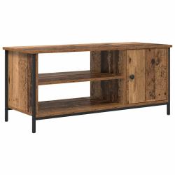 Meuble TV moderne minimaliste avec &eacute;tag&egrave;res 100 x 40 x 45 cm en bois d'ing&eacute;nierie marron 02_0052476