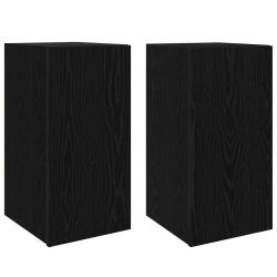 Lot de 2 meubles TV muraux modernes gain de place 30,5 x 30 x 60 cm en bois d'ing&eacute;nierie ch&ecirc;ne noir