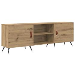 Meuble TV rectangulaire moderne rangement fonctionnel 150 x 30 x 50 cm en bois d'ing&eacute;nierie ch&ecirc;ne a