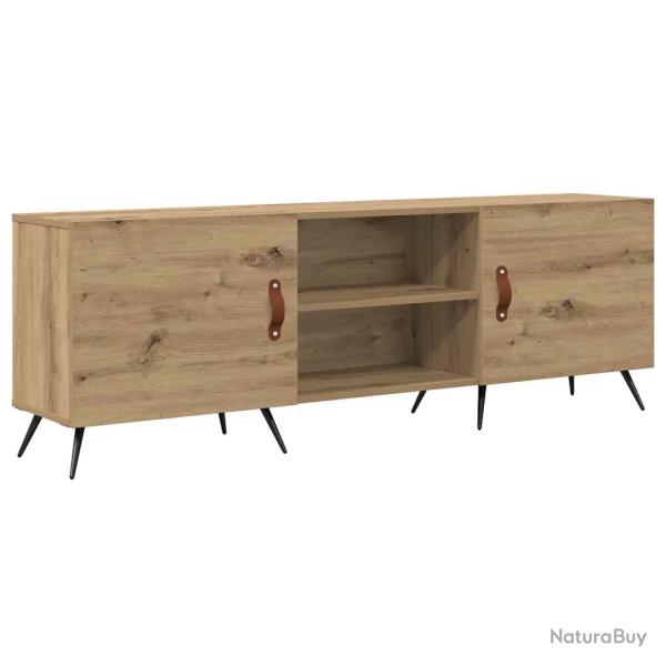 Meuble TV rectangulaire moderne rangement fonctionnel 150 x 30 x 50 cm en bois d'ing�nierie ch�ne a