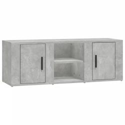 Meuble TV moderne rangement spacieux 100 x 31 x 35 cm en bois d'ing&eacute;nierie gris b&eacute;ton 02_0048395