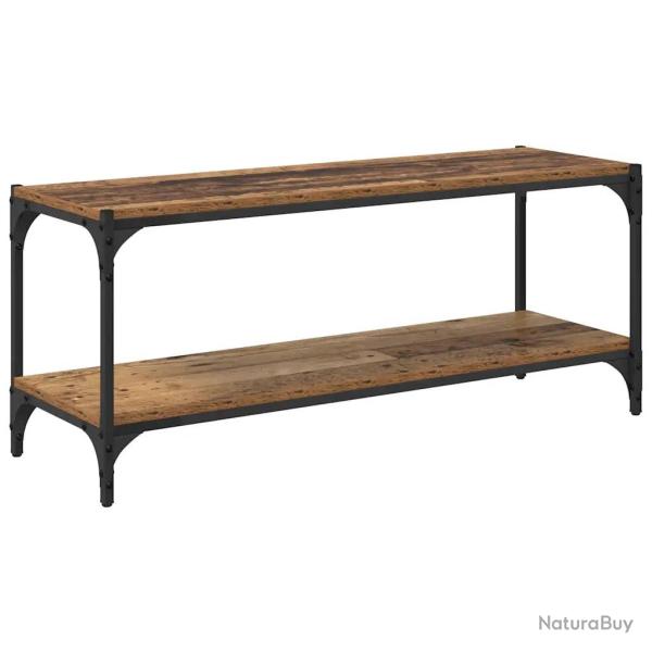 Meuble TV rectangulaire rustique grand espace de stockage 100 x 33 x 41 cm en bois ancien 02_0052699