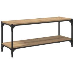 Meuble TV rectangulaire rustique grand espace de stockage 100 x 33 x 41 cm en bois ch&ecirc;ne artisanal