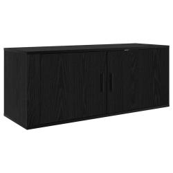 Meuble TV mural rectangulaire moderne rangement pratique 100 x 34,5 x 40 cm en bois d'ing&eacute;nierie ch