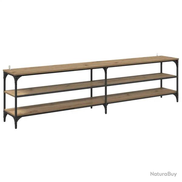 Meuble TV rustique avec 3 �tag�res design �pur� 200 x 30 x 50 cm en bois d'ing�nierie ch�ne artisan