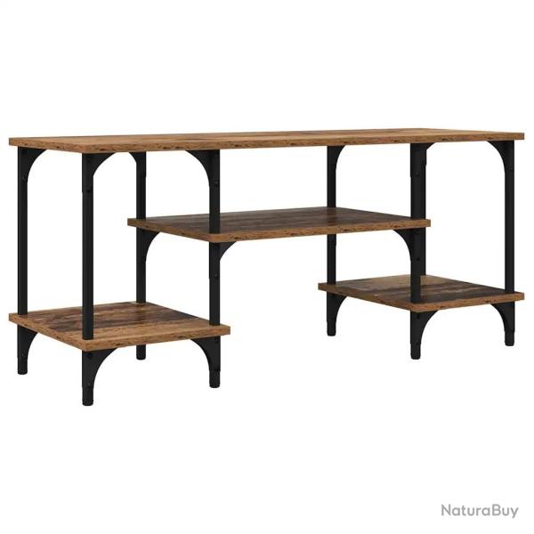 Meuble TV rectangulaire rustique ouvert salon bureau 102 x 35 x 46 cm en bois ancien 02_0052719