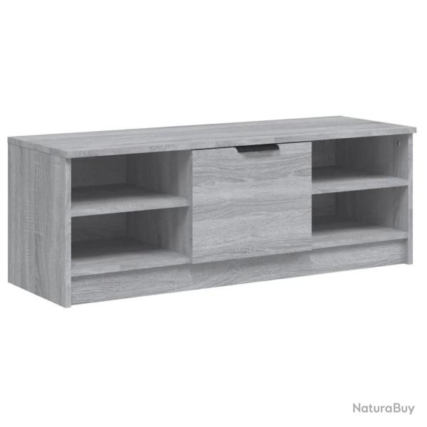 Meuble TV classique avec rangement espace organis� 102 x 35 x 36 cm en bois d'ing�nierie gris 02_00
