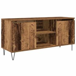 Meuble TV rectangulaire avec &eacute;tag&egrave;res et portes design moderne salon 104 x 35 x 50 cm en bois ancie
