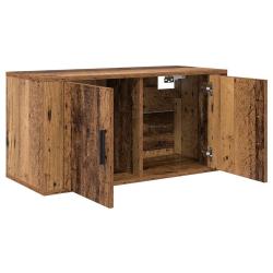 Meuble TV mural rectangulaire contemporain 80 x 34,5 x 40 cm avec rangement pratique en bois d'ing&eacute;