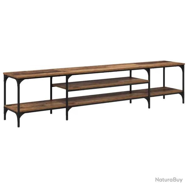 Meuble TV rectangle rustique avec rangement 201 x 35 x 45 cm en bois ancien 02_0052728