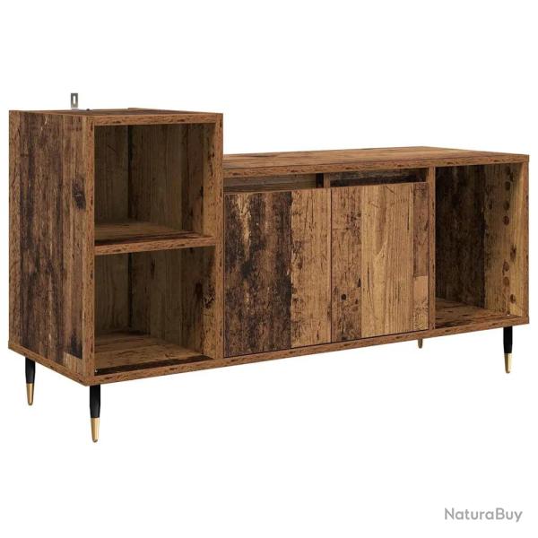 Meuble TV rectangle moderne rangement 100 x 35 x 55 cm en bois d'ing�nierie bois ancien 02_0052775