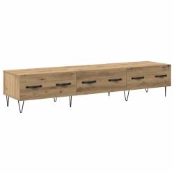 Meuble TV minimaliste moderne avec tiroirs 150 x 36 x 30 cm en bois d'ing&eacute;nierie ch&ecirc;ne artisanal 02