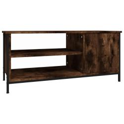 Meuble TV ch&ecirc;ne fum&eacute; 100 x 40 x 45 cm avec espace de rangement &eacute;l&eacute;gant et pieds en m&eacute;tal en bois d'