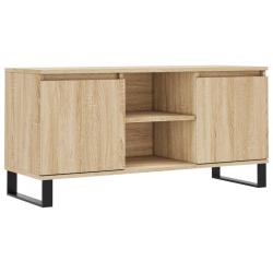 Meuble TV avec grand espace de rangement salon 104 x 35 x 50 cm finition mate en bois d'ing&eacute;nierie