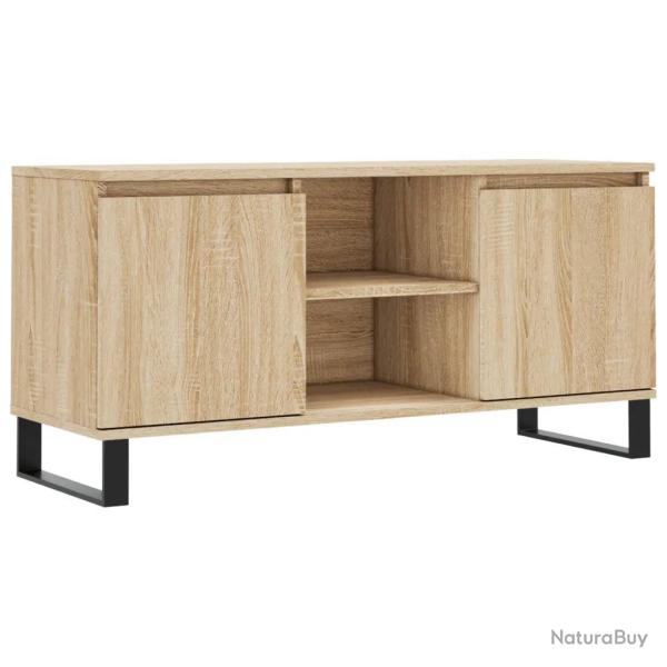 Meuble TV avec grand espace de rangement salon 104 x 35 x 50 cm finition mate en bois d'ing�nierie