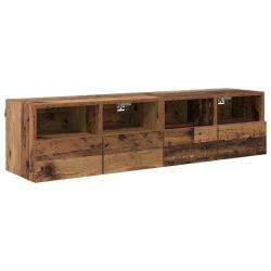 Lot de 2 meubles TV muraux pratiques design minimaliste 60 x 30 x 30 cm en bois d'ing&eacute;nierie ancien