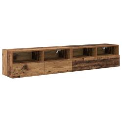 Lot de 2 meubles TV muraux minimalistes rangement pratique 80 x 30 x 30 cm en bois d'ing&eacute;nierie anc