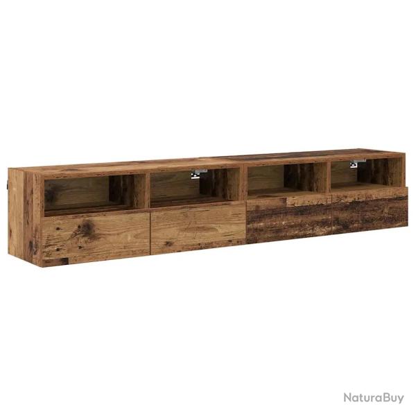 Lot de 2 meubles TV muraux minimalistes rangement pratique 80 x 30 x 30 cm en bois d'ing�nierie anc