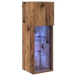 Meuble TV mural moderne avec &eacute;tag&egrave;res pratiques 30,5 x 30 x 90 cm en bois d'ing&eacute;nierie bois ancien